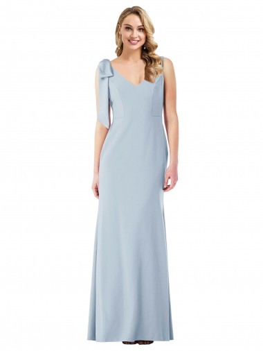 Affordable Stretch Crepe Light Sky Blue Trumpet V-Neck Long Semi Formal Evening Dress UK