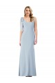 Affordable Stretch Crepe Light Sky Blue Trumpet V-Neck Long Semi Formal Evening Dress UK