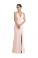 Affordable Stretch Crepe Pink Trumpet V-Neck Long Evening Dress UK