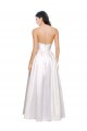 Affordable Stretch Satin White A-Line Strapless Long Evening Dress UK